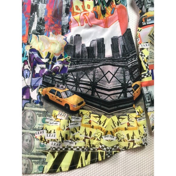 Aratta Silent Journey NYC Taxi Freedom GRAFFITI ART Anthropologie Button Up Top - Picture 9 of 16